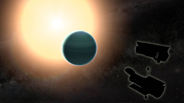 Warm Neptune forms watery structures, indicating exoplanet formation