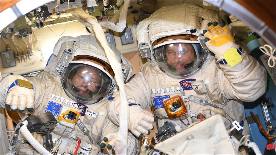 Two Russian cosmonauts set a new spacewalk record following an antenna repair