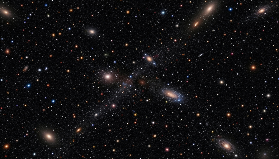A deep-space field filled with countless distant galaxies and stars of many colors scattered across the darkness