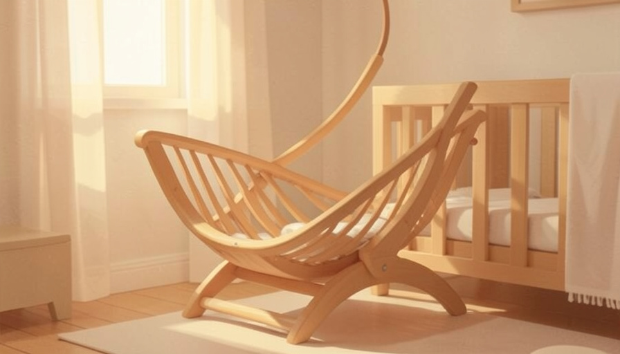 A gently rocking wooden cradle in a warm nursery, evoking how rocking soothes people to sleep