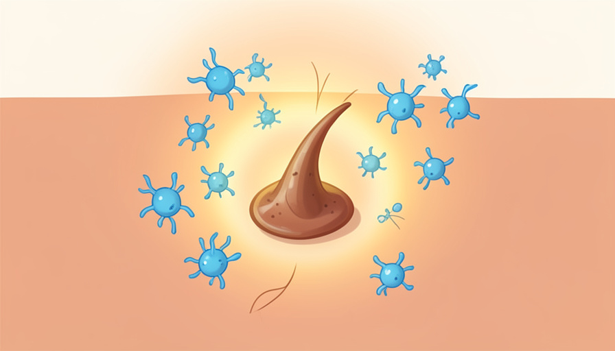 Illustration of immune cells being held back from a hair follicle, showing how JAK inhibitors stop the autoimmune attack in alopecia areata