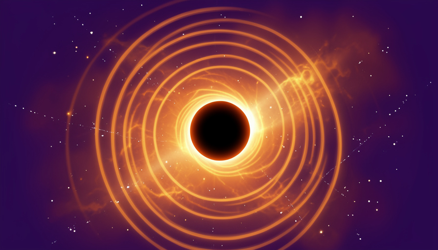 A black hole sending concentric pressure-wave ripples through the hot gas of a galaxy cluster, real sound waves in space