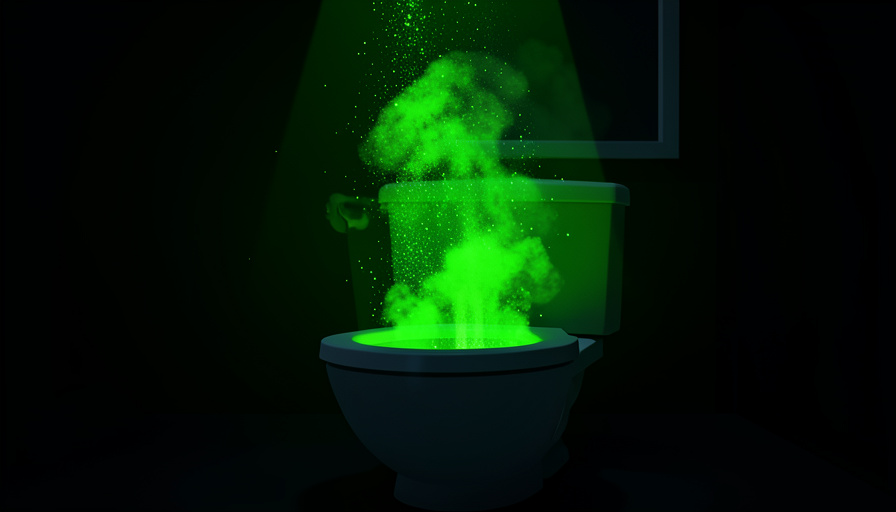 A green laser revealing the invisible aerosol plume rising from a flushing toilet, recreating the lab experiment