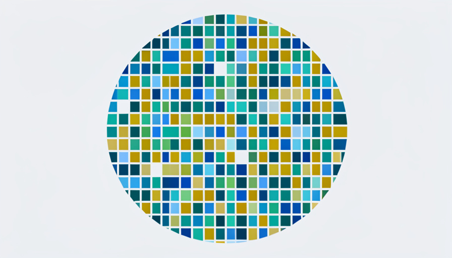 A circle made of hundreds of small colored squares, representing how an index fund holds a tiny piece of every company in a market index