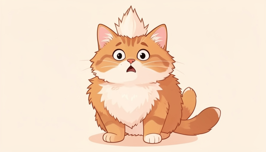A startled cat with its fur standing on end and body puffed up, showing the fur-raising reflex that goosebumps evolved from